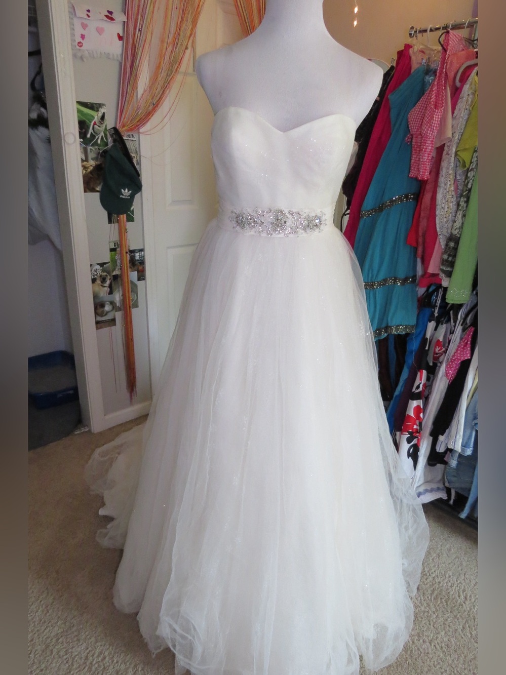 CasaBlanca Bridal - Strapless White/Ivory Ball Gown with Beaded Waist